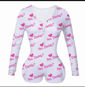 white & pink yes daddy oneies