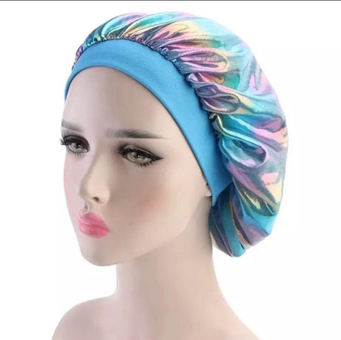 blue trim colorful bonnet