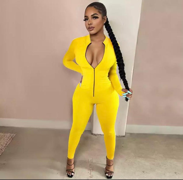 COLOR ZIPPER JUMPSUITS