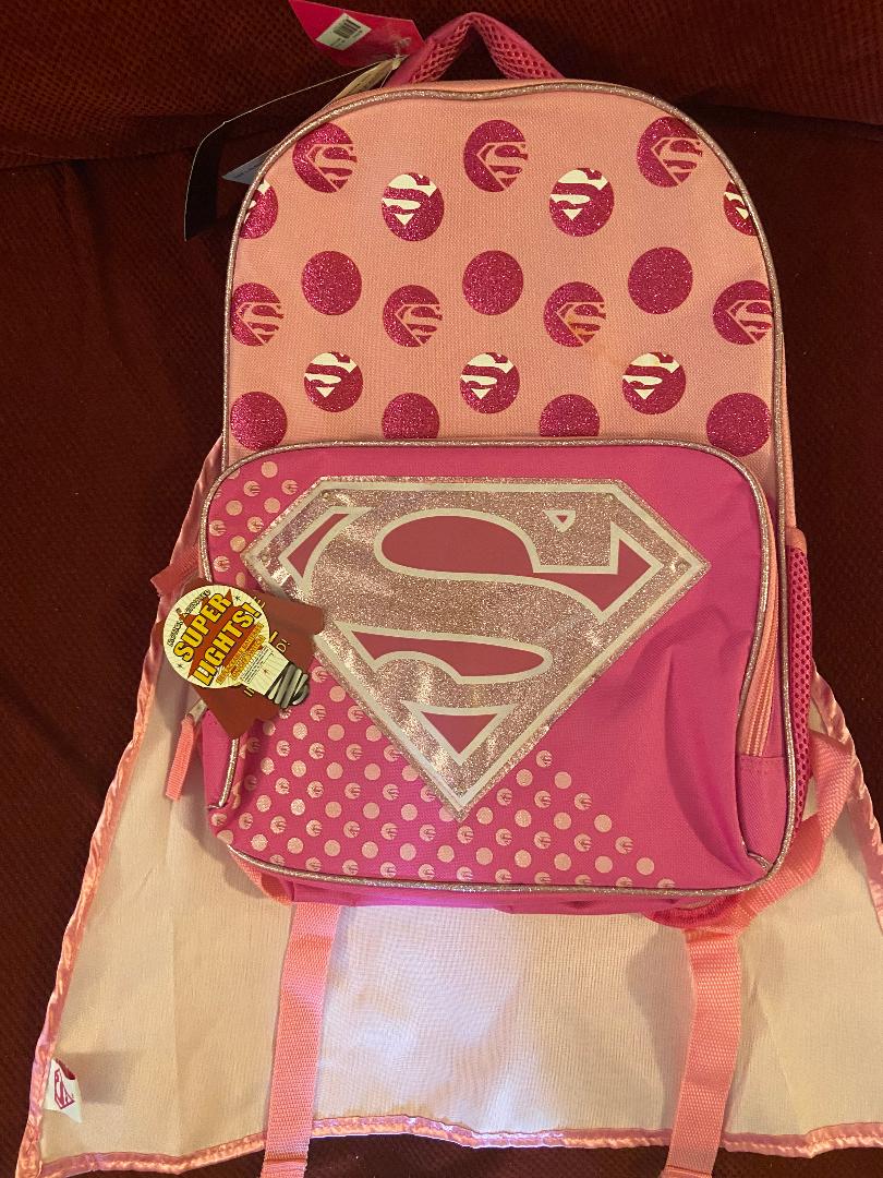 Light Pink Super Women Book Bag With Flying Cape